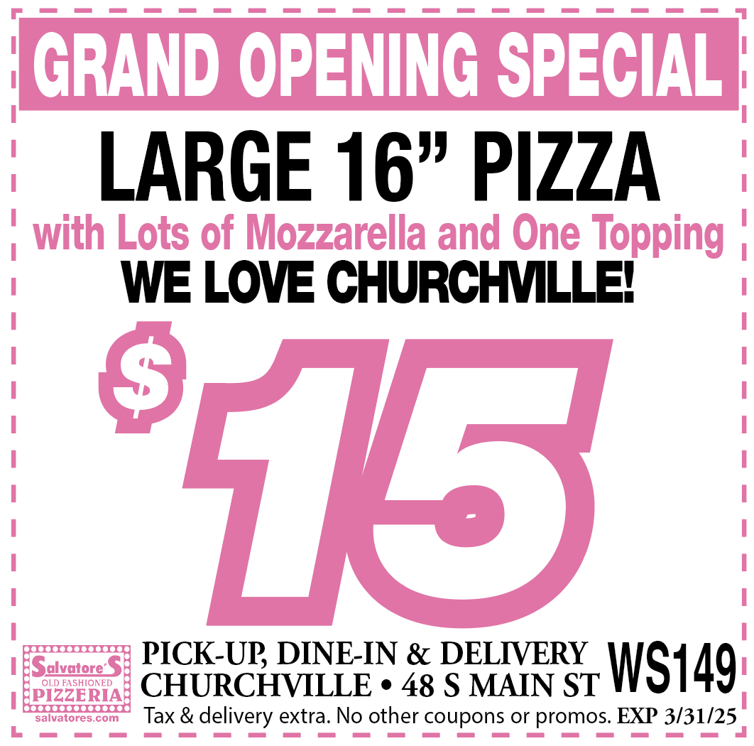 Churchville Coupons | Salvatore's Pizzeria